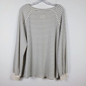Grace Karma 1X Pullover Top Long Sleeves Black White Textured Stripe